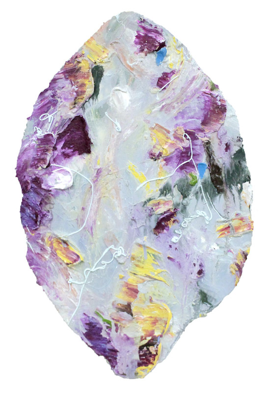 辻元美穂 《Nest of May》 油彩、蜜蝋/綿布、ベニヤ板 42.0×26.5cm 2023年