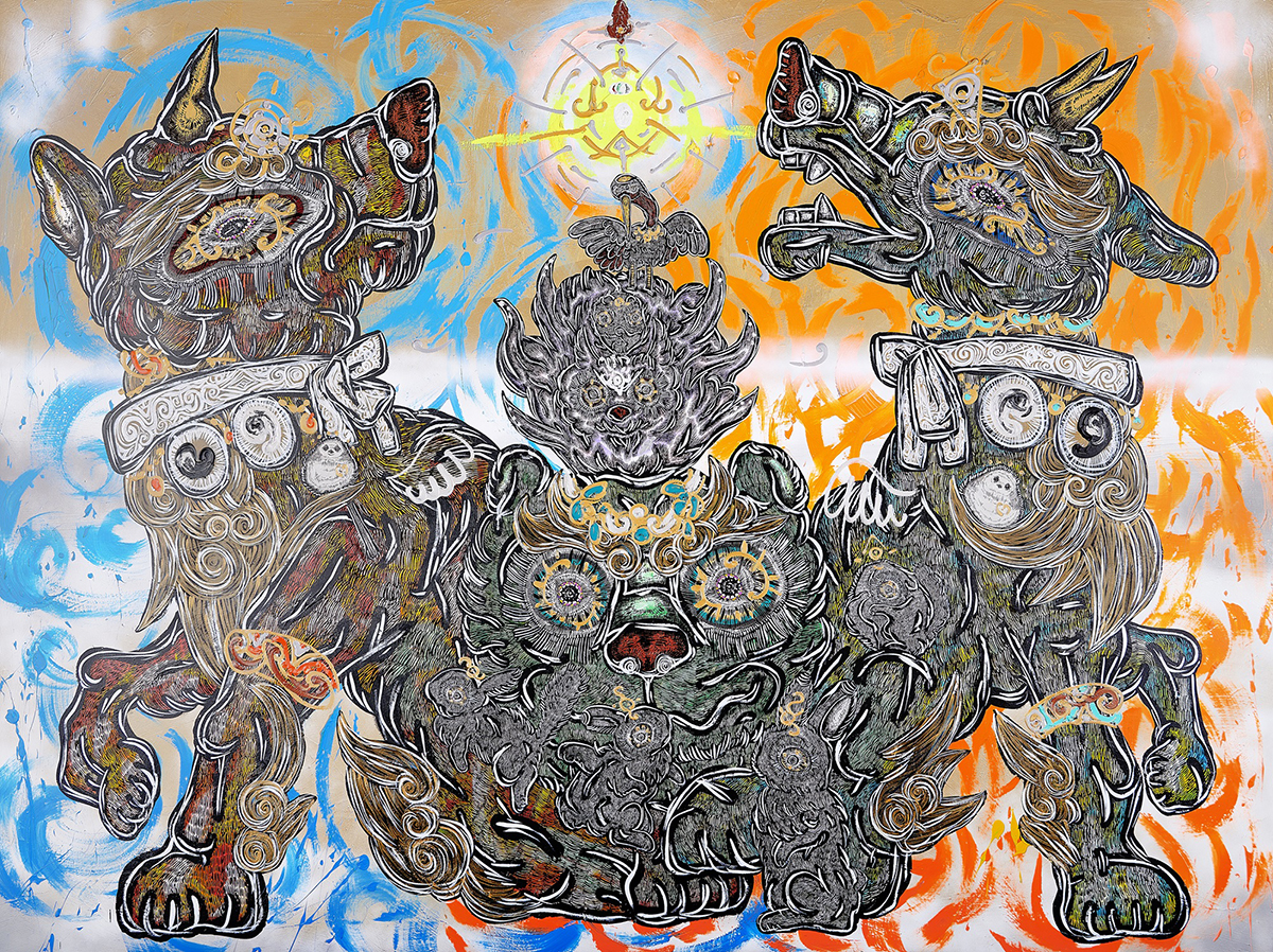 《雪の日、エゾオオカミのスピリット達の呼びかけにたくさんの仲間たちがやって来たよ》画像