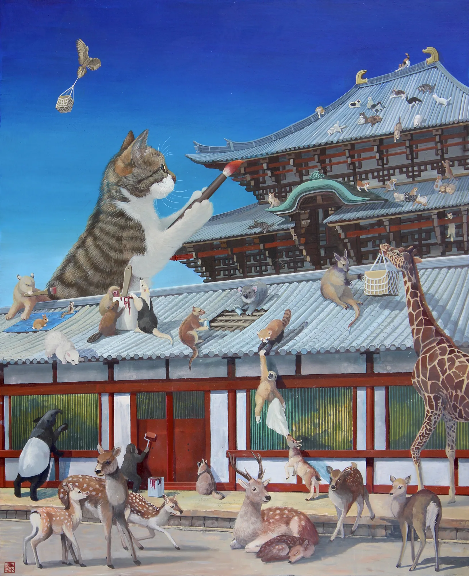 《大修復》2025年　アクリル/板　65.2×53.0cm