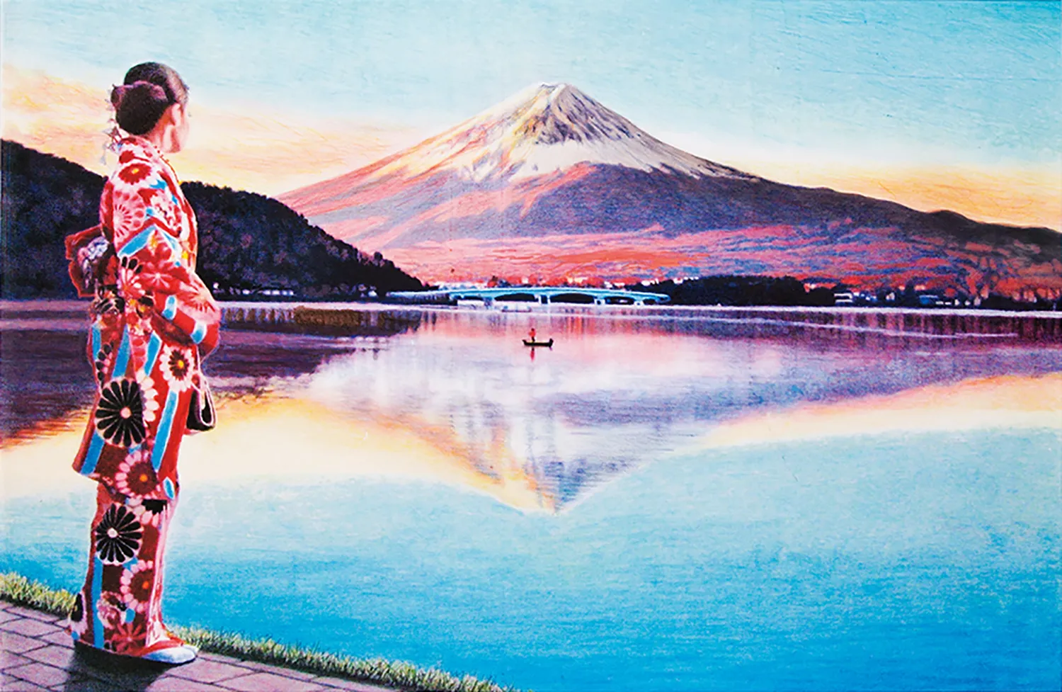 《富士夕景》2025年 水彩/紙 33.3×53.0cm(M10号)<br />「第10回記念 サロン・ド・アール・ジャポネ2025」グランプリ