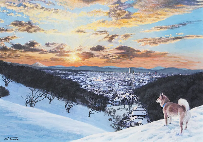 《夕焼けに何想う》2021年 水彩/紙 27.3×41.0cm(P6号)<br />「第6回 サロン・ド・アールジャポネ2023」第2会期最優秀賞