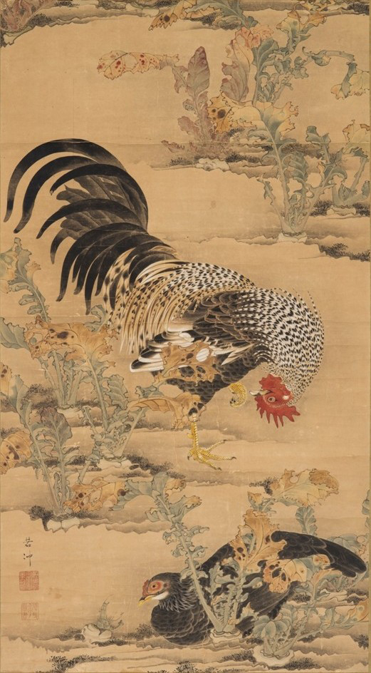 伊藤若冲《蕪に双鶏図》画像