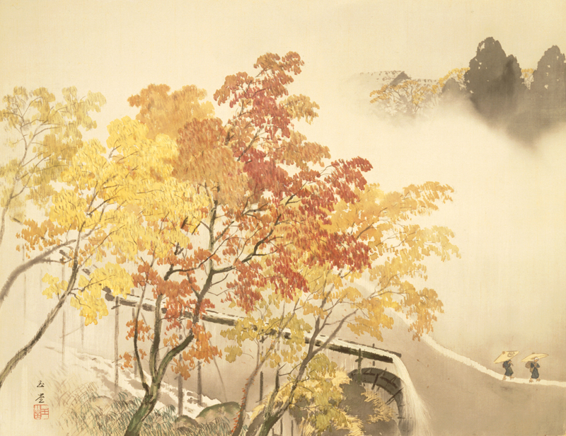 川合玉堂《渓雨紅樹》画像