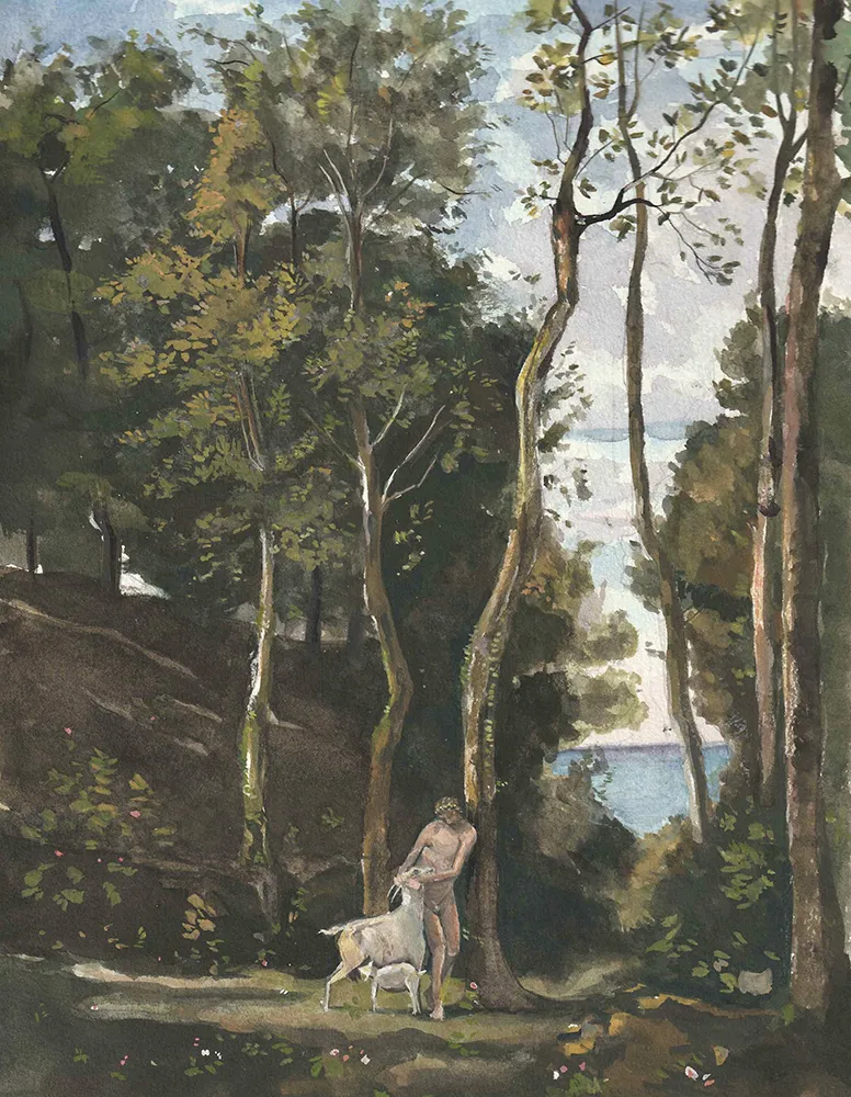 松本亮平《少年と山羊》の模写 2010年 水彩、水彩紙 27.3×22.0cm