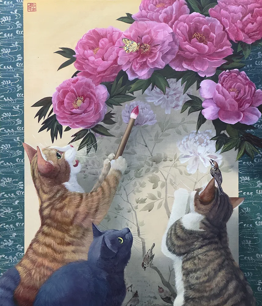 松本亮平《耄耋図》2026年 アクリル/板 53.0×45.5cm